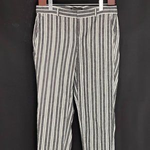 BANANA REPUBLIC Pants Black White Stripes Avery Cropped Mid Rise Straight